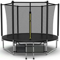 Air King 10ft Trampoline & Safety Enclosure Free Shoe Tidy & Ladder – Black