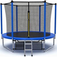 Air King 8ft Trampoline & Safety Enclosure Free Shoe Tidy & Ladder – Blue