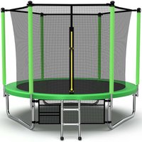 Air King 8ft Trampoline & Safety Enclosure Free Shoe Tidy & Ladder – Green