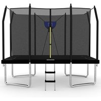 Air King Jump 8x12ft Rectangular Trampoline with Safety Enclosure Black FREE Ladder & Basketball Game