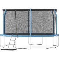 Air King Jump 12ft Trampoline with Safety Enclosure Free Ladder Floor Mat & Socks – Blue / Blue