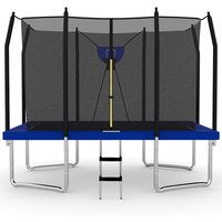 Air King Jump 10x12ft Rectangular Trampoline with Safety Enclosure Blue FREE Ladder & Basketball Game