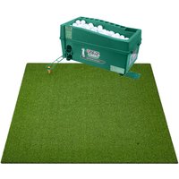 Hillman PGM Semi-Automatic Golf Ball Dispenser and Large Deluxe Turf Practice Mat with Rubber Tee