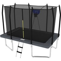 Air King Jump 8x12ft Rectangular Trampoline with Safety Enclosure Grey FREE Ladder & Basketball Game