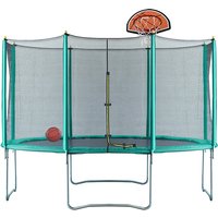 Air Dog 14ft Trampoline with Safety Enclosure - Free Basketball & Water Mister - Green