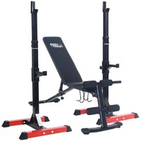 BodyTrain Adjustable Squat Rack Barbell Stands & Foldable Adjustable Weight Bench Package image 2