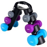 IronMan Neoprene Coated Cast Iron Dumbbell Set with Carry Rack 1, 2, 3kg Pairs
