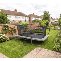 Big Foot 9x14ft Rectangular Trampoline with Safety Enclosure Grey - Free Ladder Shoe Tidy Anchor Kit Basketball