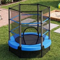 Big Foot 55" Kids Trampoline with Safety Net Blue – Indoor & Outdoor Use Mini Trampoline for Children