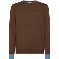 Sun 68 Maglia Maniche Lunghe Toppa Polsini Contrasto Marrone Uomo M
