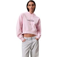 Calvin Klein Felpa Con Cappuccio Crop Logo Rosa Donna S