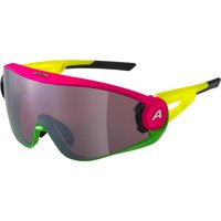 Alpina 5W1NG Q+CM Sportbrille (551 pink/green/yellow, Quattroflex+CM, Scheibe: silver mirror (S3))