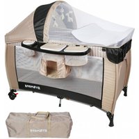 Barmøya 3-in-1 Baby-Reisebett mit Wickelauflage ? Reisebett, Laufstall & Beistellbett beige