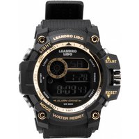 LEANDRO LIDO "Genua" Unisex Sport Uhr schwarz gold