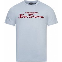 BEN SHERMAN Flocked Logo Herren T-Shirt 0076268N-ICEBLUE