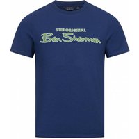 BEN SHERMAN Flocked Logo Herren T-Shirt 0076268-TWILIGHTDENIM