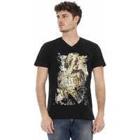 TRUSSARDI Action Herren Conqueror V-Ausschnitt T-Shirt Schwarz 2AT108003