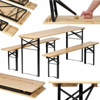 BIXENTE Bierzeltgarnitur 170 cm klappbar inkl. Schirmhalterung 3-tlg. Set