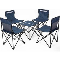 KIRKJUBØUR® "Stjärna" 5er-Set Campingstühle mit Tisch navy
