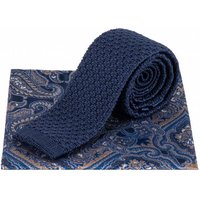 Lambretta Paisley Herren Strickkrawatte und Einstecktuch LAMAW2312-NAVY