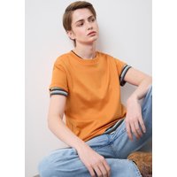 Stefanel Oranges TShirt aus reiner Baumwolle regular fit mit rundem Ausschnitt Damen Neonorange