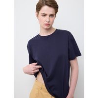 Stefanel Blaues Regular Fit Baumwoll TShirt mit Rundhalsausschnitt Damen Marineblau