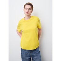 Stefanel Gelbes Regular Fit Rundhals TShirt aus reiner Baumwolle Damen Säuregelb