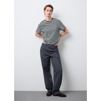 Stefanel Regular Fit TShirt aus reinem Baumwolln mit bunten Streifen Damen HimmelblauBraun