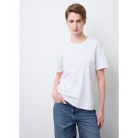 Stefanel Weiße TShirt aus reiner Baumwolle mit Rundhals und regulärer Passform Damen Reinweiß