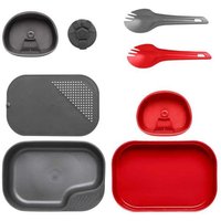 Camping Set für zwei rot/dunkelgrau - Set für zwei. Enthält einen Teller mit Deckel, 2x Fold-A-Cup®, 2x Spork. ""