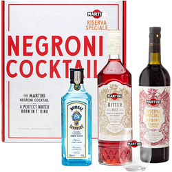 Martini Negroni Cocktail Kit Gift Set, Include Martini Riserva Speciale Rubino Vermouth 75Cl, Martini Riserva Speciale Bitter 70Cl, Gin Bombay Sapphire 35Cl, Bicchiere Tumbler Martini Martini Negroni Cocktail Kit Gift Set, Include Martini Riserva Speciale Rubino Vermouth 75Cl, Martini Riserva Speciale Bitter 70Cl, Gin Bombay Sapphire 35Cl, Bicchiere Tumbler Martini