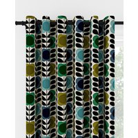 Orla Kiely Spot Flower Stem Blue & Green Eyelet Curtain