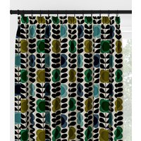 Orla Kiely Spot Flower Stem Blue & Green Pencil Pleat Curtain