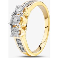 18ct Yellow Gold 1.00ct Three Stone Diamond Shoulder Ring THR4901-100 18Y M