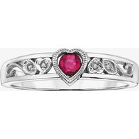 9ct White Gold Ruby and Diamond Heart Ring 51X19WG/10RUB P