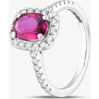 18ct White Gold 1.53ct Oval Cut Ruby & 0.50ct Brilliant Cut Diamond Halo Shoulder Set Ring DRR9002-18W-G/VS N