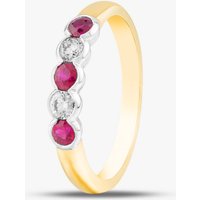 18ct Yellow Gold Brilliant Cut Ruby & Diamond Five Stone Ring 33680G5 N