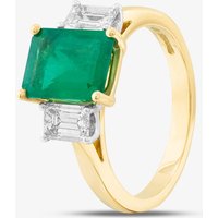 18ct Yellow Gold 1.85ct Emerald Cut Emerald & 0.77ct Diamond Shoulder Set Solitaire Ring 40191H