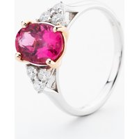 18ct White Gold Pink Tourmaline & Diamond Shoulder Set Solitaire Ring NTR2105PTD/1-8X10-18RWG