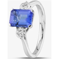 18ct White Gold 1.77ct Emerald Cut Tanzanite & 0.37ct Brilliant Cut Diamond Three Stone Ring R63929W-TZ M