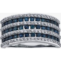 18ct White Gold Blue Topaz and Diamond Seven Row Ring 52C47WG/25 M