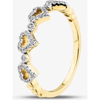 Pure Brilliance 9ct Yellow Gold 0.10ct Brilliant Cut Pave Set Diamond Multi Heart Ring THR29464-10 Q