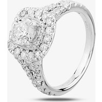 18ct White Gold 1.50ct Certificated Diamond Split Shouldered Square Halo Ring TH011625112150 K