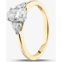 18ct Yellow Gold Certified 0.96ct Oval & Pear Cut Diamond Shoulder Set Solitaire Ring RN11088
