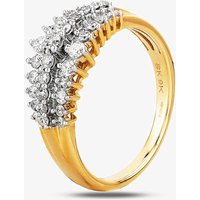 9ct Yellow Gold 0.50ct Diamond Claw Set Three Row Ring THR21333-50 O