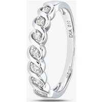 9ct White Gold 0.10ct Diamond Swirl Half Eternity Ring PR07018W M