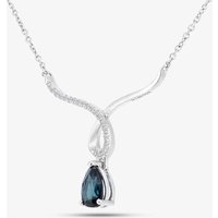 9ct White Gold Pear Shaped Sapphire & Diamond Set Wishbone Necklace DP1614WSA