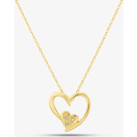 9ct Yellow Gold Double Heart Diamond Pendant Necklace PP03110Y