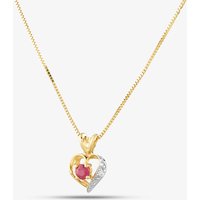 9ct Yellow Gold Ruby & Diamond Heart Necklace LT13070C RUBY