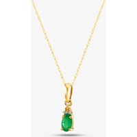 9ct Yellow Gold Emerald & Diamond Pendant Necklace QP00178-E YG